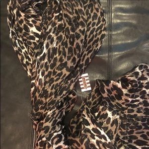 Henri Bendel Leopard Oblong Chiffon Scarf!